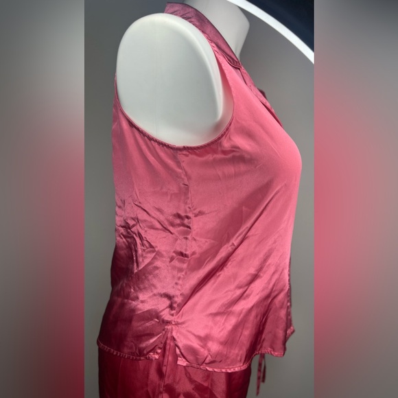 Vintage Satin Pajama Set 90s Valerie Stevens Sleevless Top Shorts Pink Silky Pjs - Picture 6 of 16